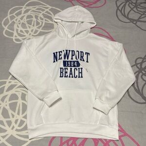 SHEIN White Newport Beach 1984 Graphic Hoodie